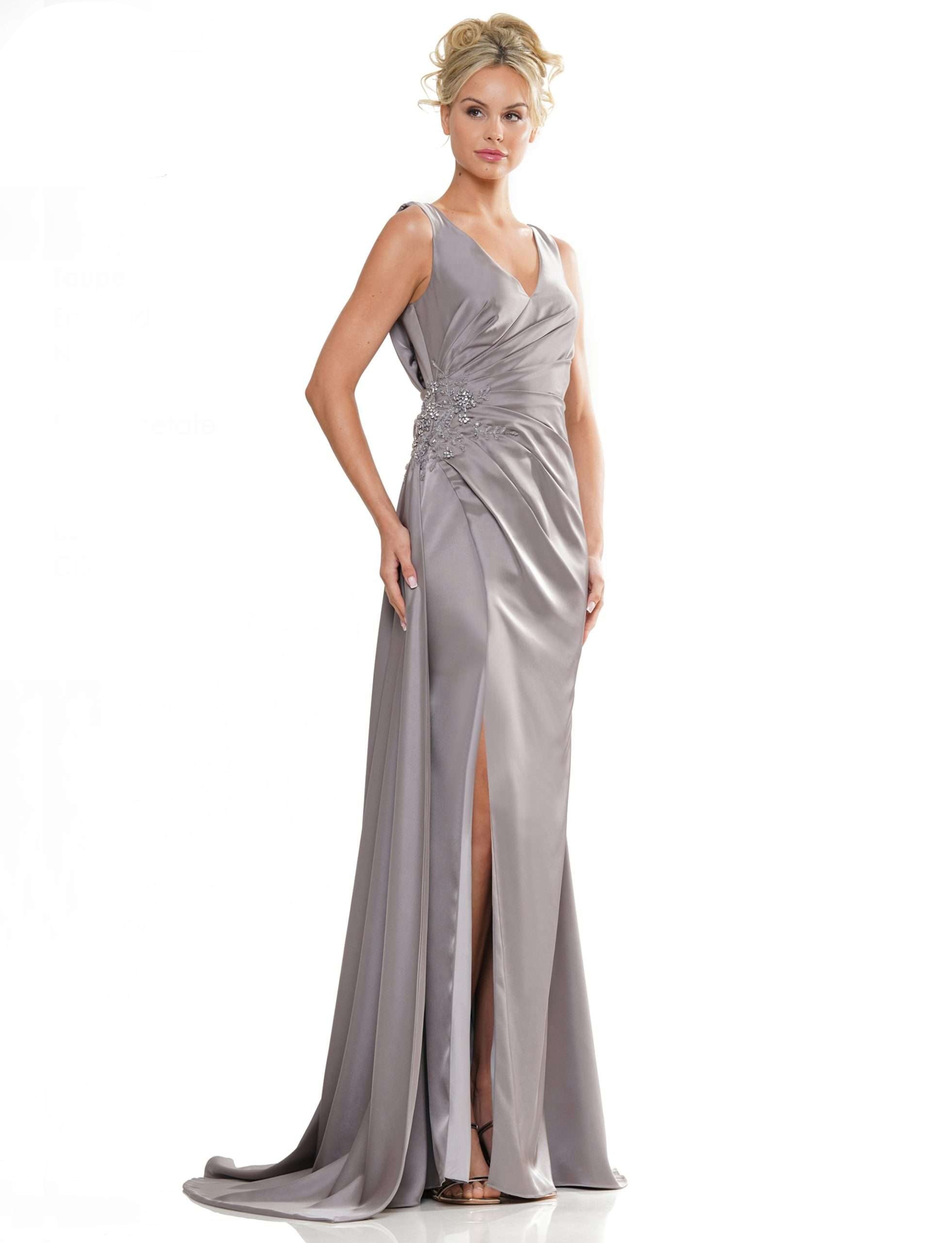 Formal Dresses Long Beaded Formal Mother of the Bride Dress Taupe