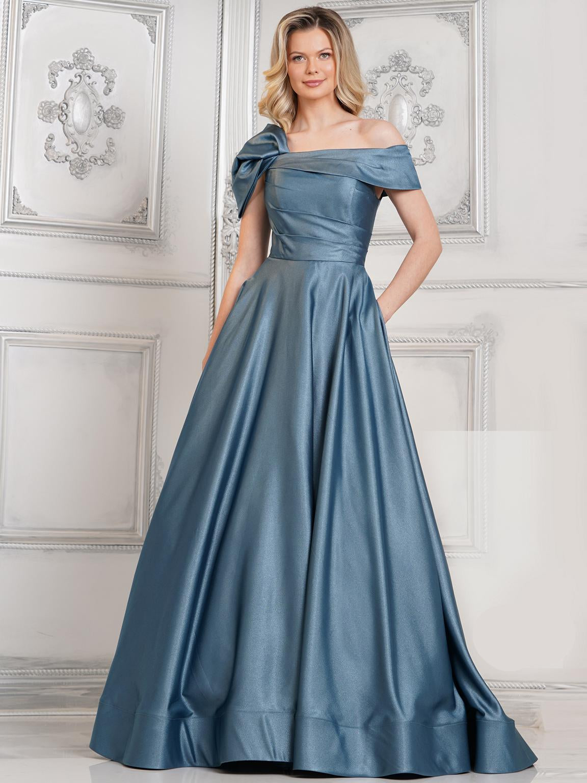 Formal Dresses Long Formal Prom A Line Dress Slate Blue