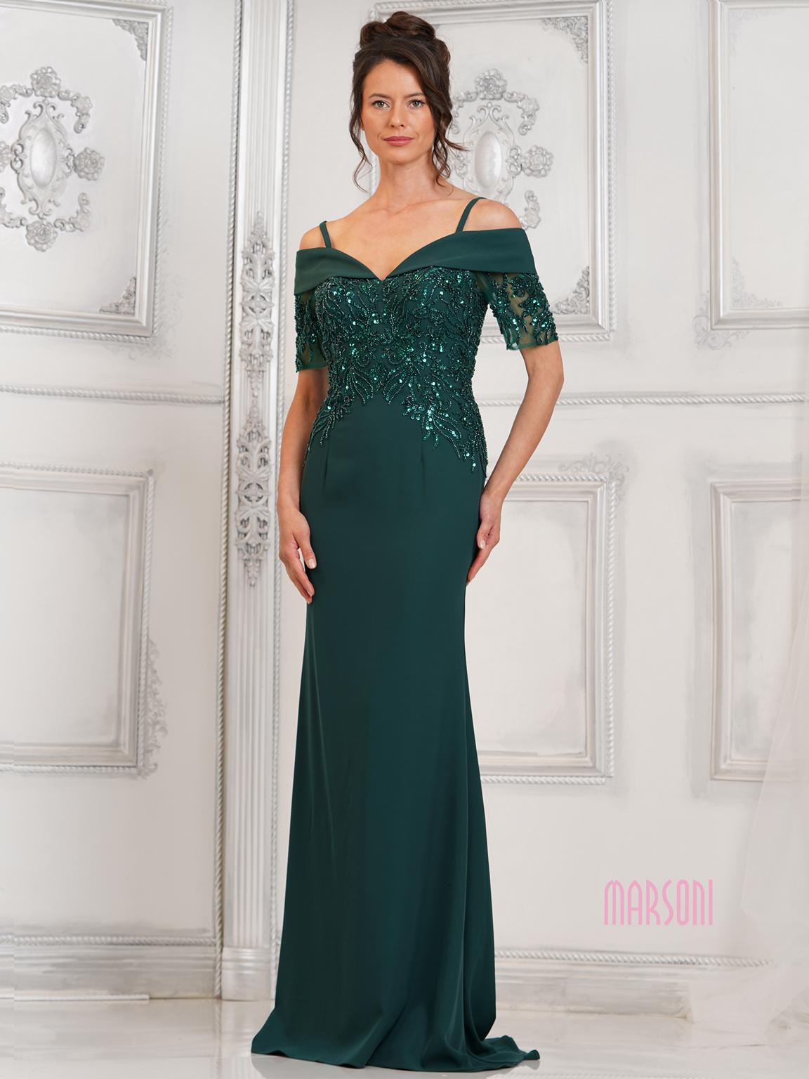 Marsoni MV1295 Fitted Long Formal Beaded Evening Dress
