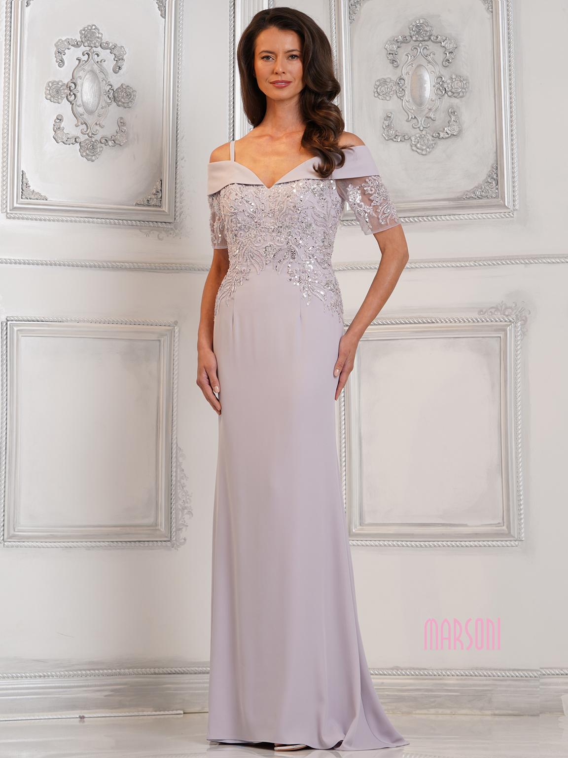 Marsoni MV1295 Fitted Long Formal Beaded Evening Dress