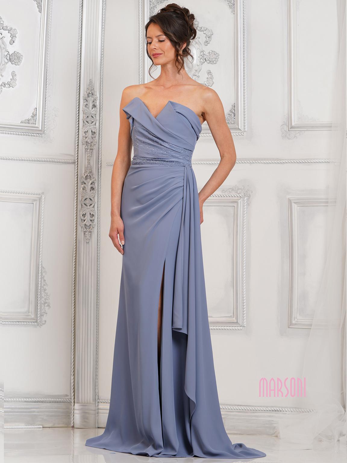 Marsoni MV1304 Long Fitted Formal Prom Beaded Dress