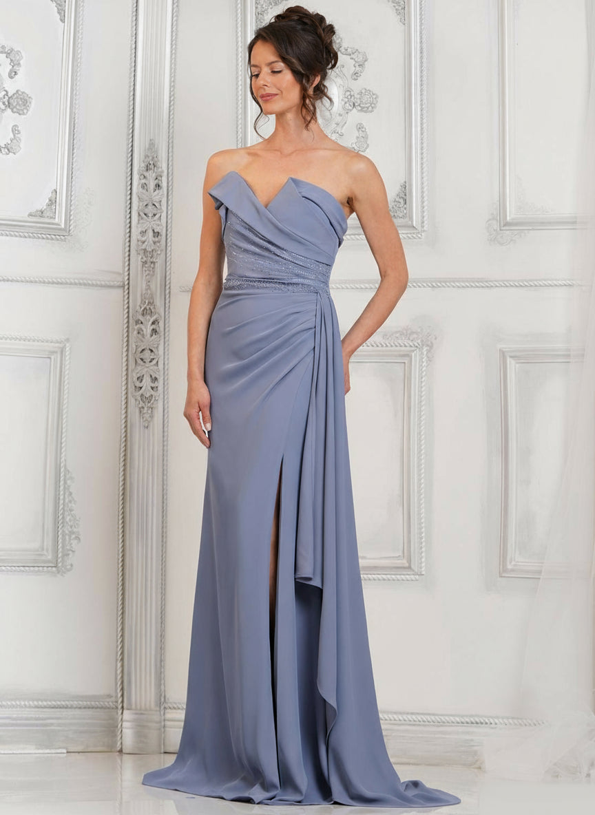 Formal Dresses Long Fitted Formal Prom Beaded Dress Slate Blue