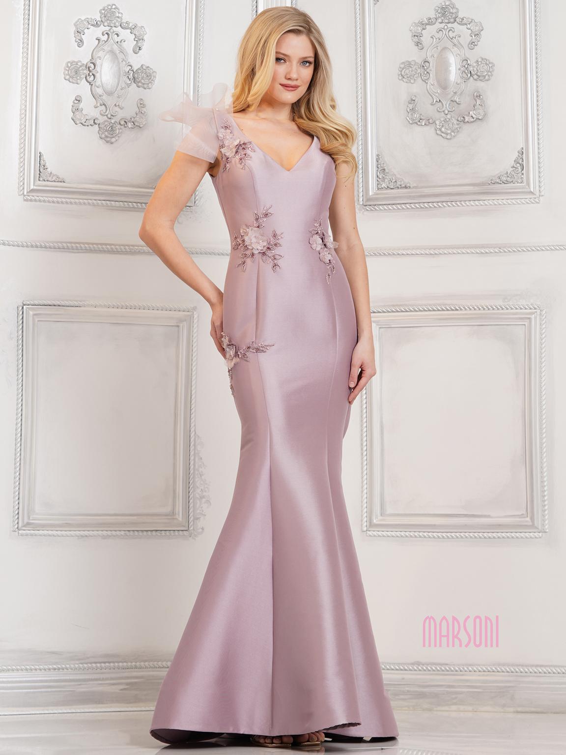 Marsoni MV1309 Long 3D Floral Formal Prom Mermaid Dress