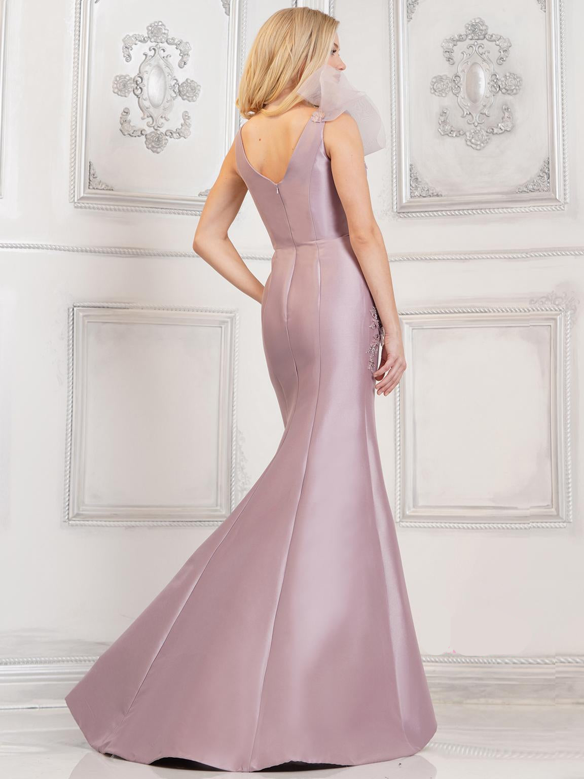Marsoni By Colors - MV1007 Embroidered Plunging V-neck Mermaid Dress main image 1