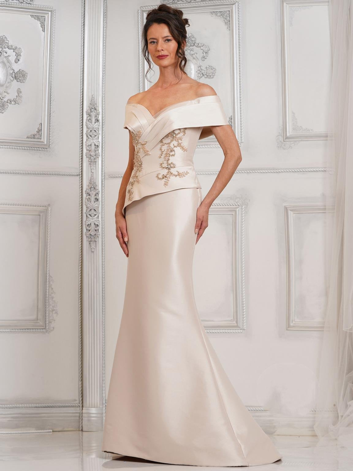 Formal Dresses Long Beaded Formal Prom Fitted Dress Champagne
