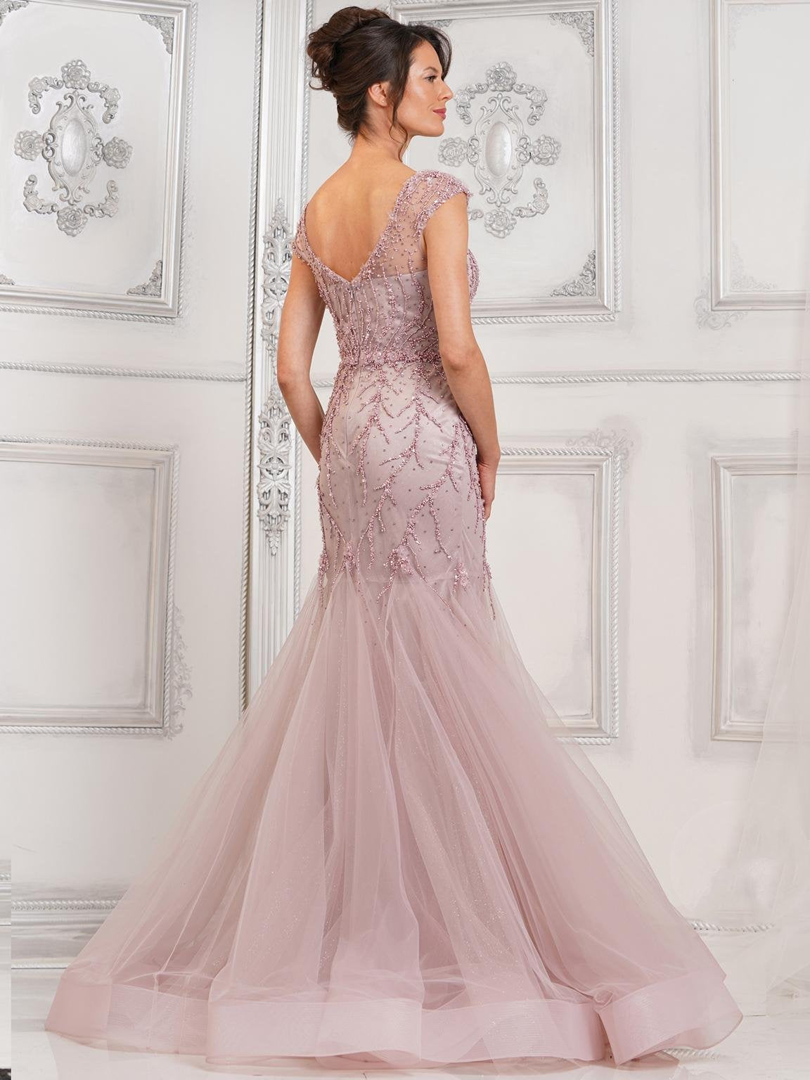 Formal Dresses Beaded Long Formal Prom Mermaid Dress Mauve