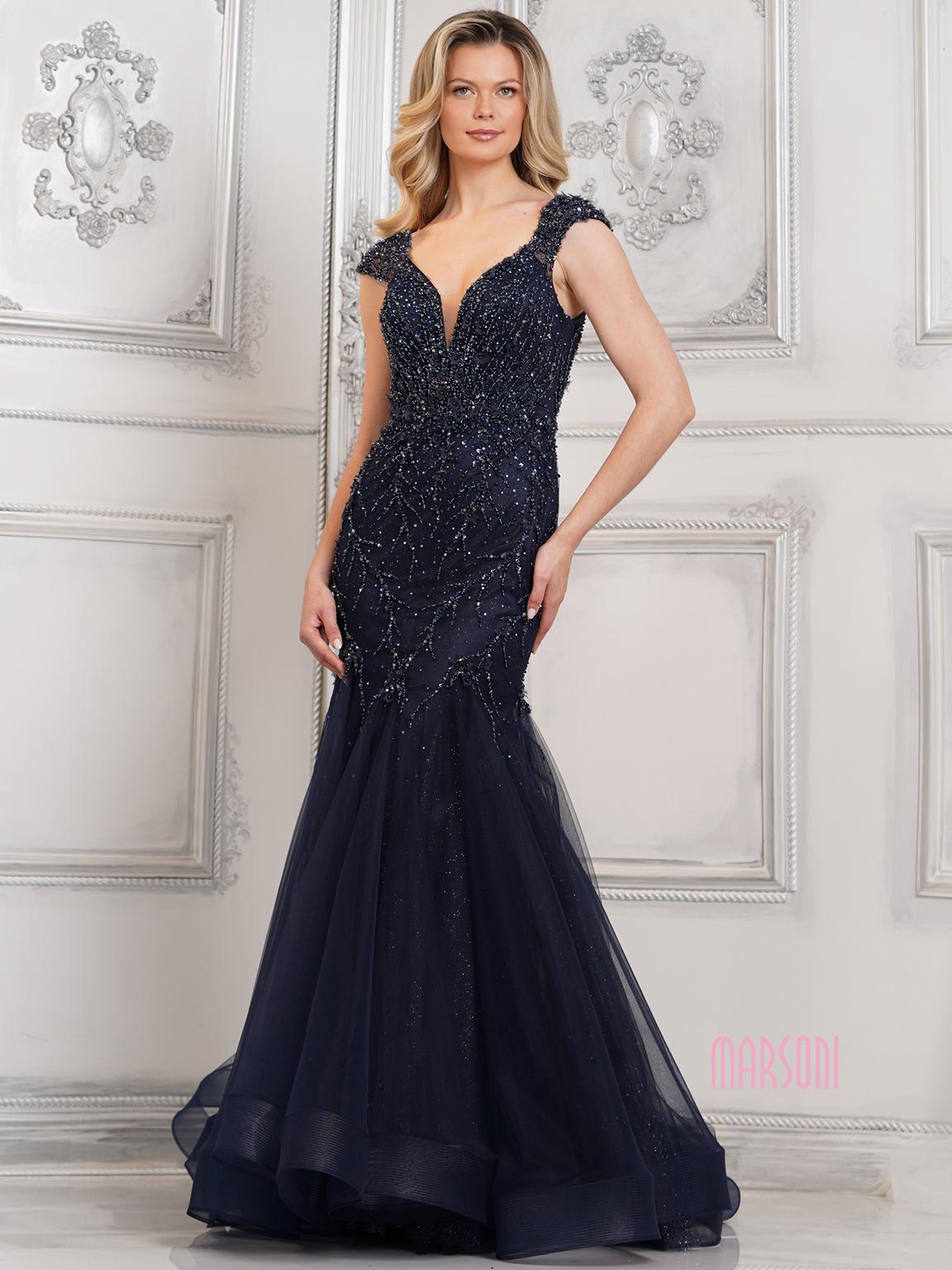 Marsoni MV1315 Beaded Long Formal Prom Mermaid Dress