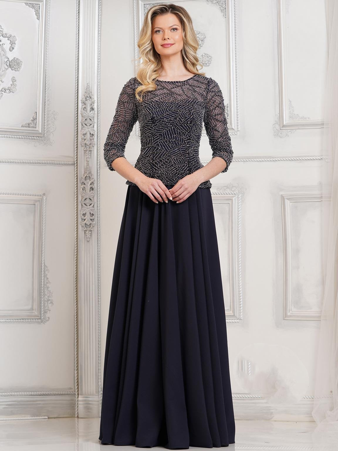 Mother of the Bride Dresses Beaded Mother of the Bride A Line Long Dress Midnight