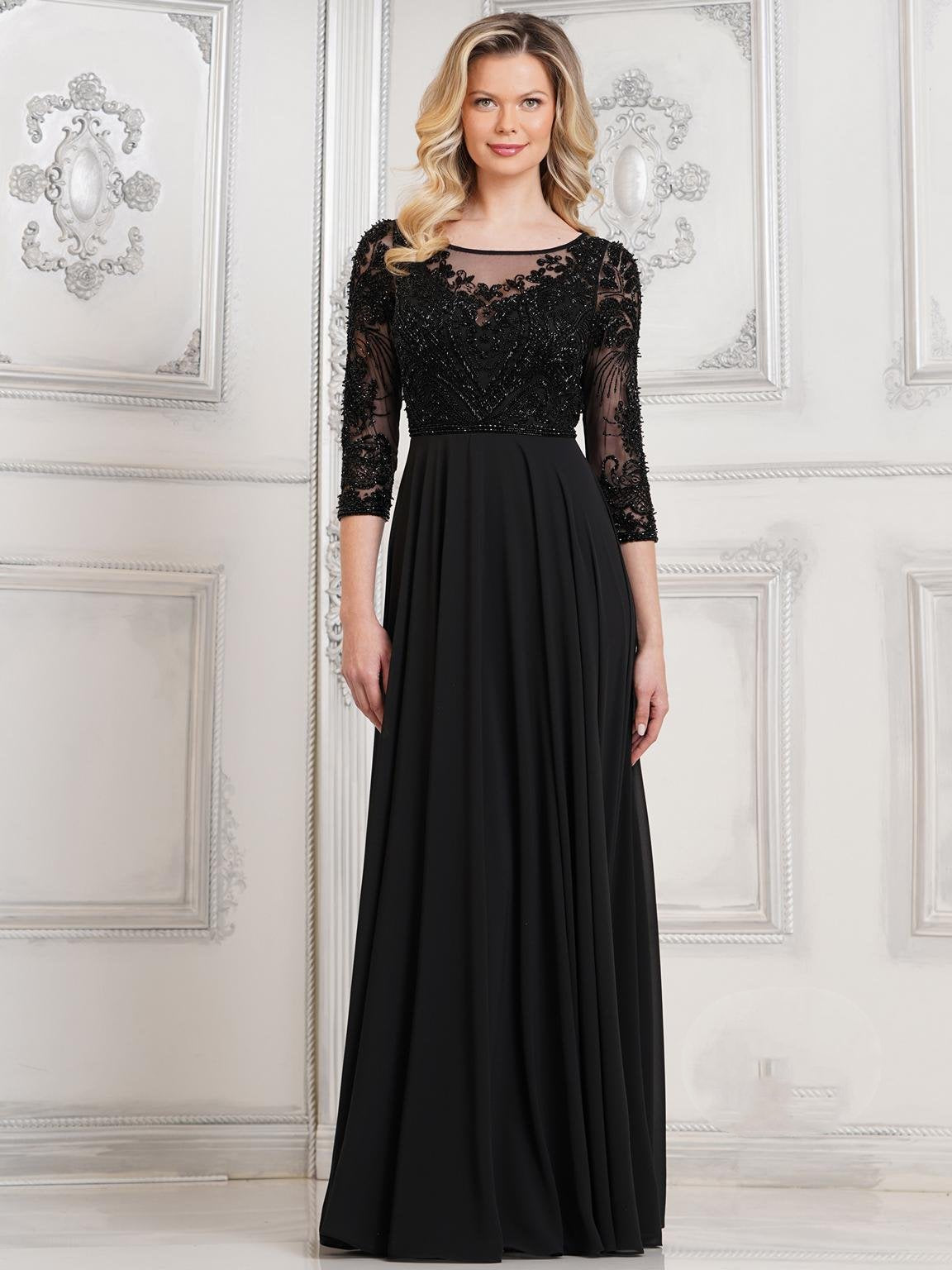 Mother of the Bride Dresses Mother of the Bride Long Beaded Dress Black