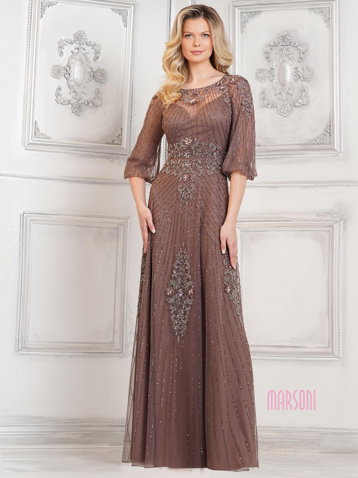 Black Marsoni MV1323 Beaded Mother of the Bride Long Dress for $658.0 ...