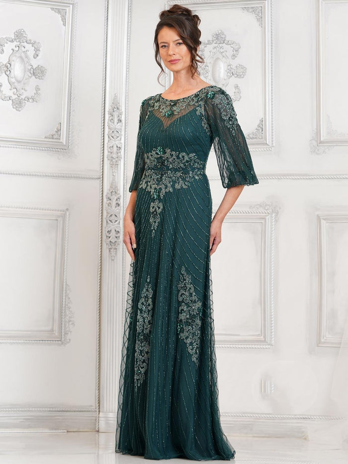 Mother of the Bride Dresses Allover Beaded Mother of the Bride Long Dress Deep Green