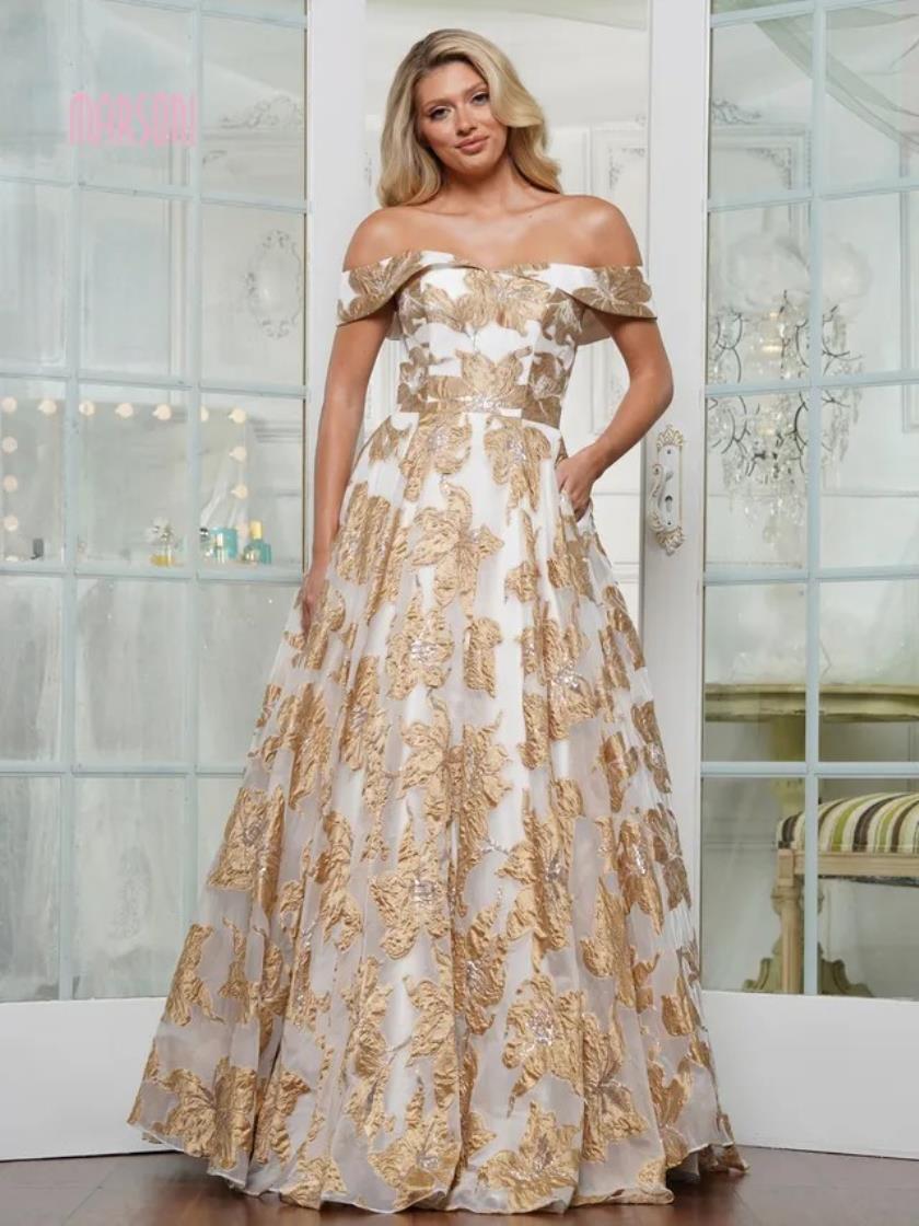 Marsoni MV1324 A Line Long Ball Gown Evening Formal Dresses
