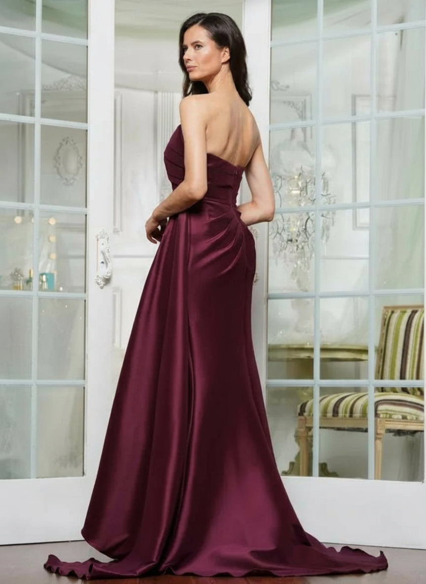 blue dress for baby girl Blaise Burgundy Satin Maxi Dress - 12 main image 1