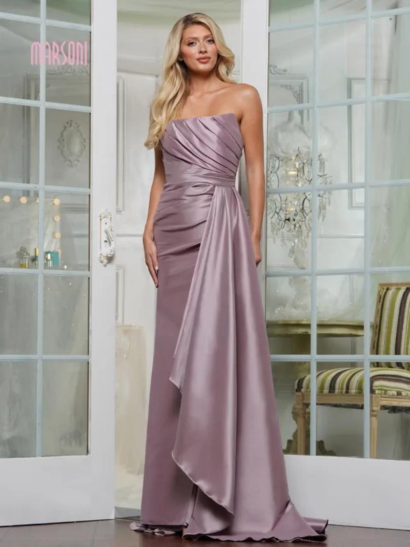 Marsoni MV1326 Long Fitted Formal Pleated Evening Dresses