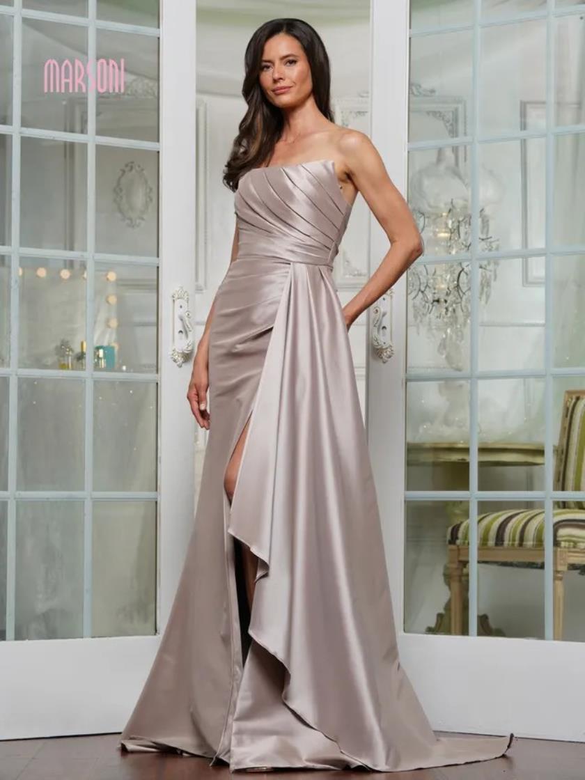 Marsoni MV1326 Long Fitted Formal Pleated Evening Dresses