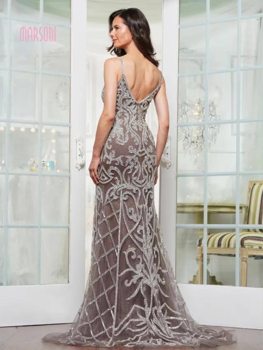 Marsoni MV1328 Long Fitted Formal Beaded Evening Dresses