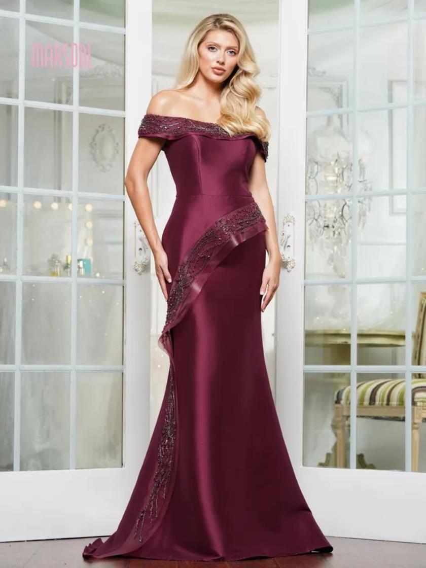 Marsoni MV1332 Beaded Formal Long Fitted Evening Dress