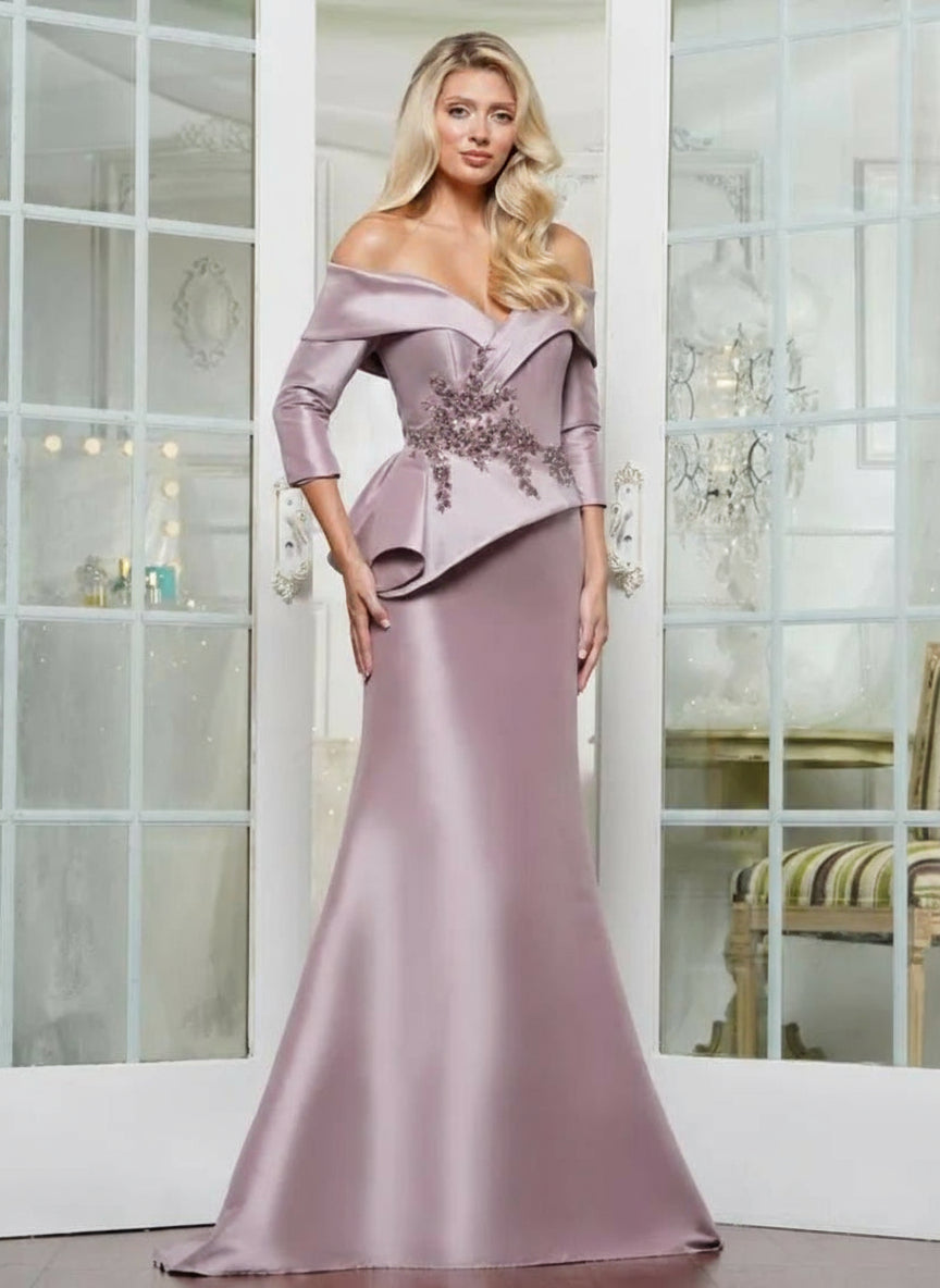 Marsoni By Colors - MV1007 Embroidered Plunging V-neck Mermaid Dress main image 0