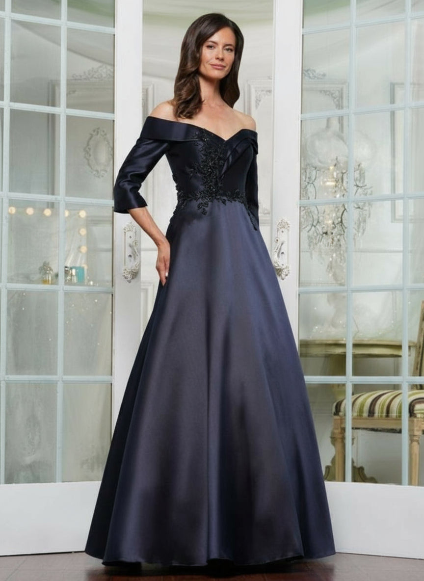 Marsoni MV1336 Long A Line Ball Gown Formal Dress - Navy / 8