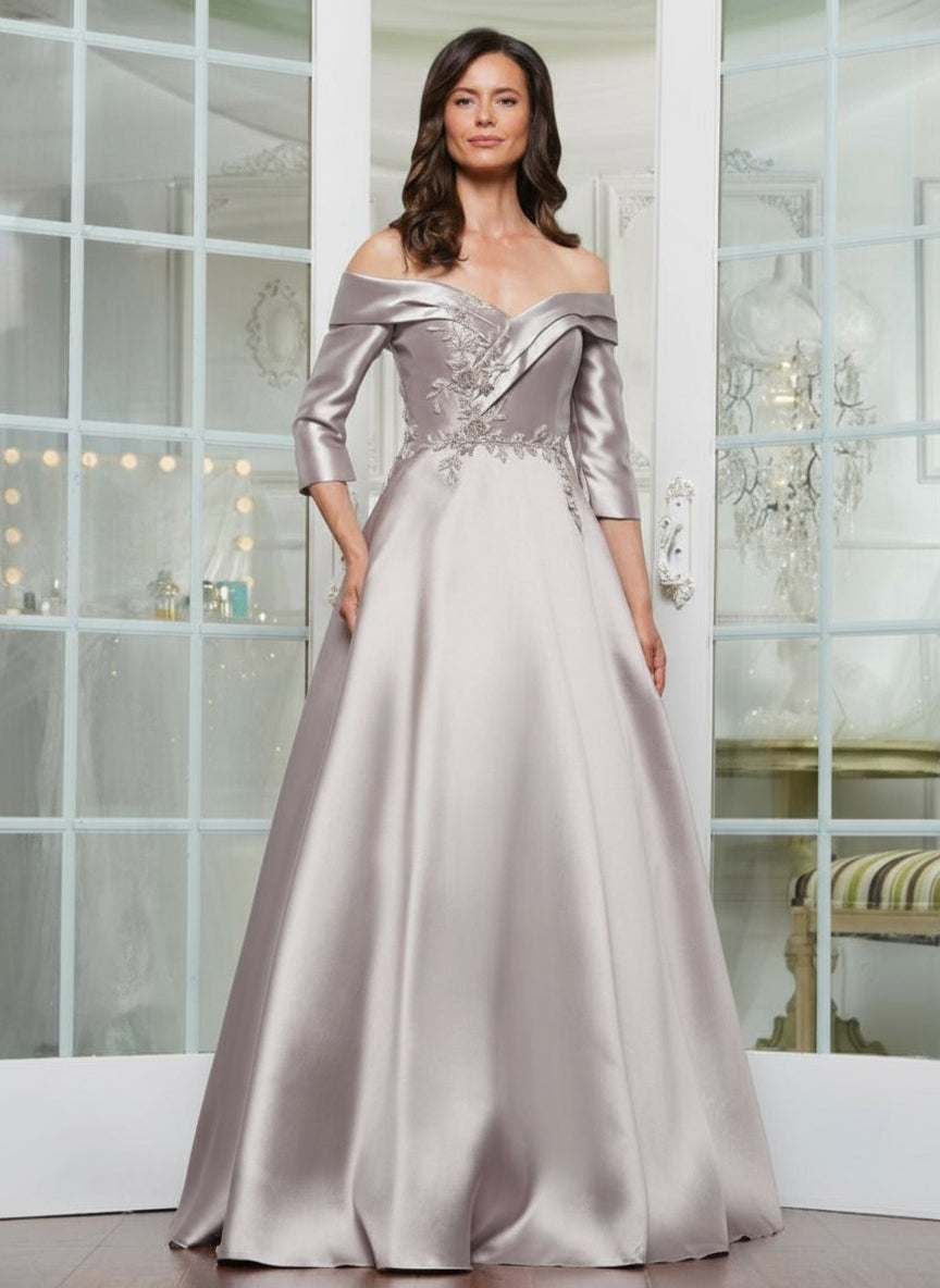 Marsoni MV1336 Long A Line Ball Gown Formal Dress - Navy / 8 Marsoni MV1336 Long A Line Ball Gown Formal Dress - Navy / 8