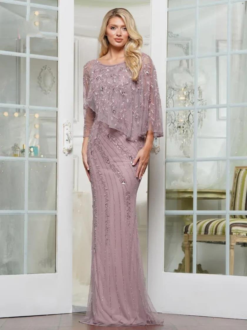Marsoni MV1343 Beaded Long Formal Mother of the Bride Dress – The Dress Outlet