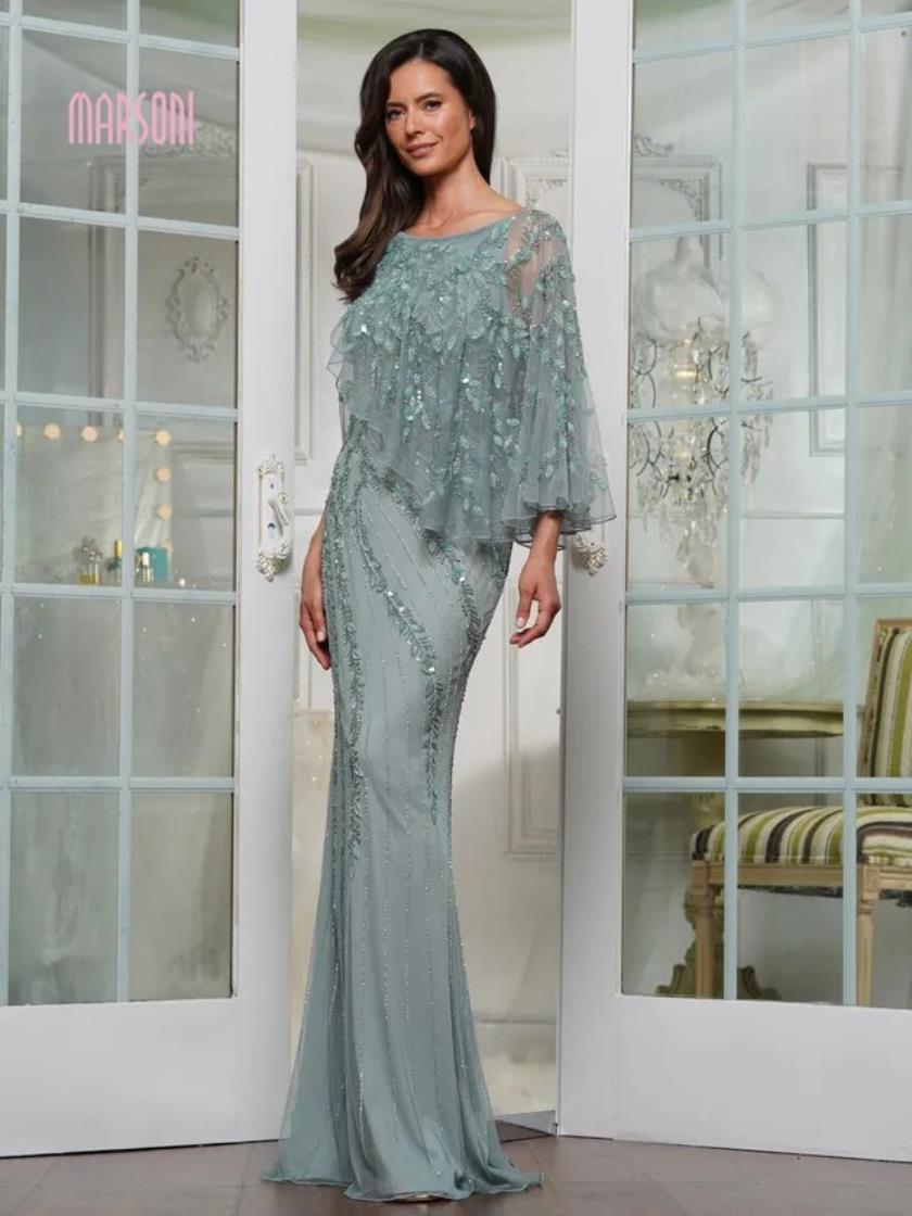 Sage Marsoni MV1343 Beaded Long Formal Mother of the Bride Dress for ...