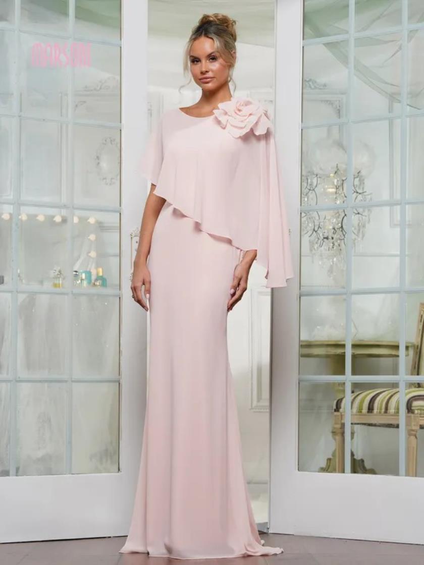 Marsoni MV1347 Long Formal Mother of the Bride Cape Dress