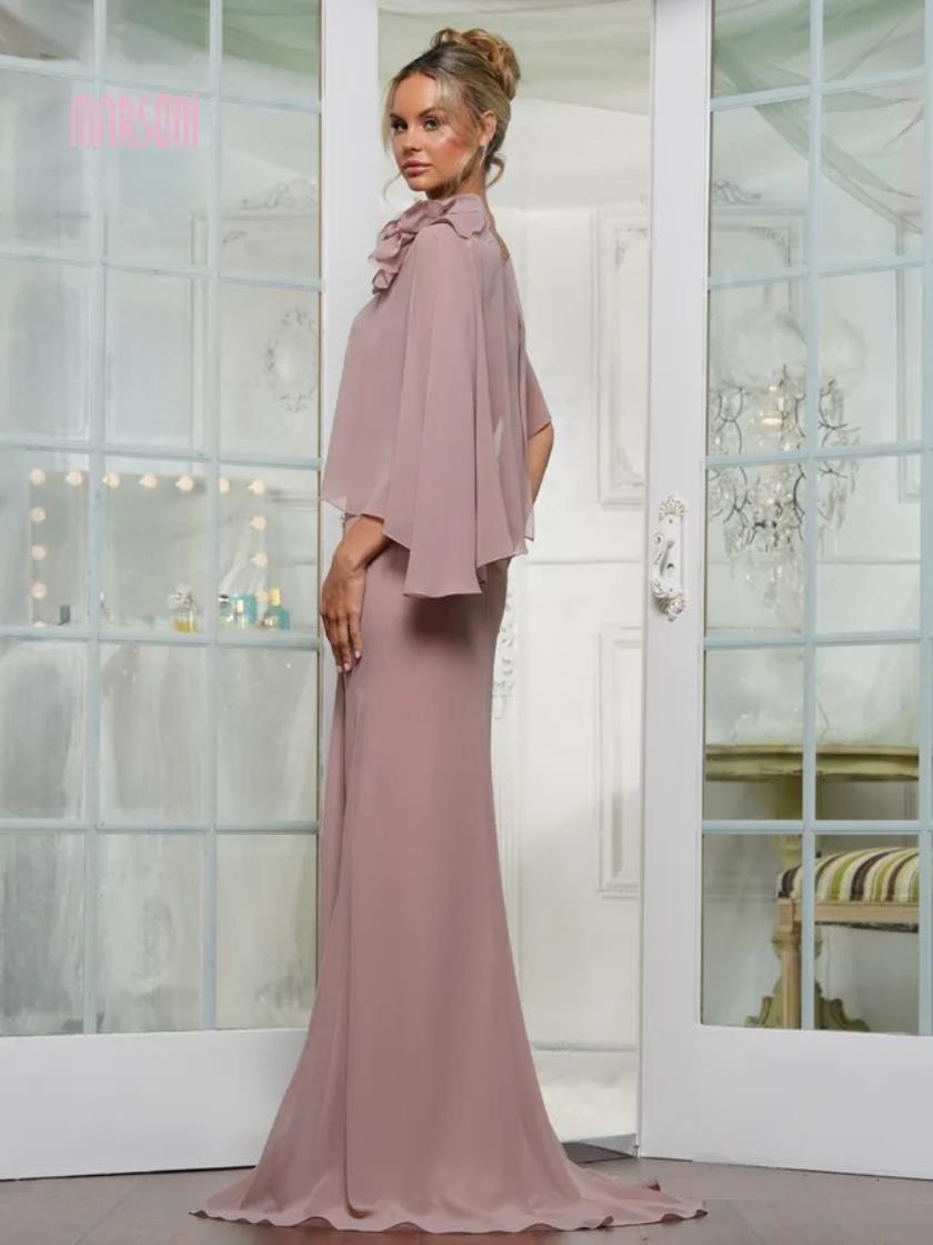 Marsoni MV1347 Long Formal Mother of the Bride Cape Dress