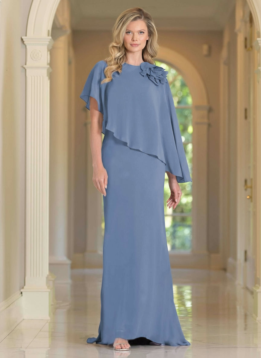 Mother of the Bride Dresses Long Formal Mother of the Bride Cape Dresses Slate Blue