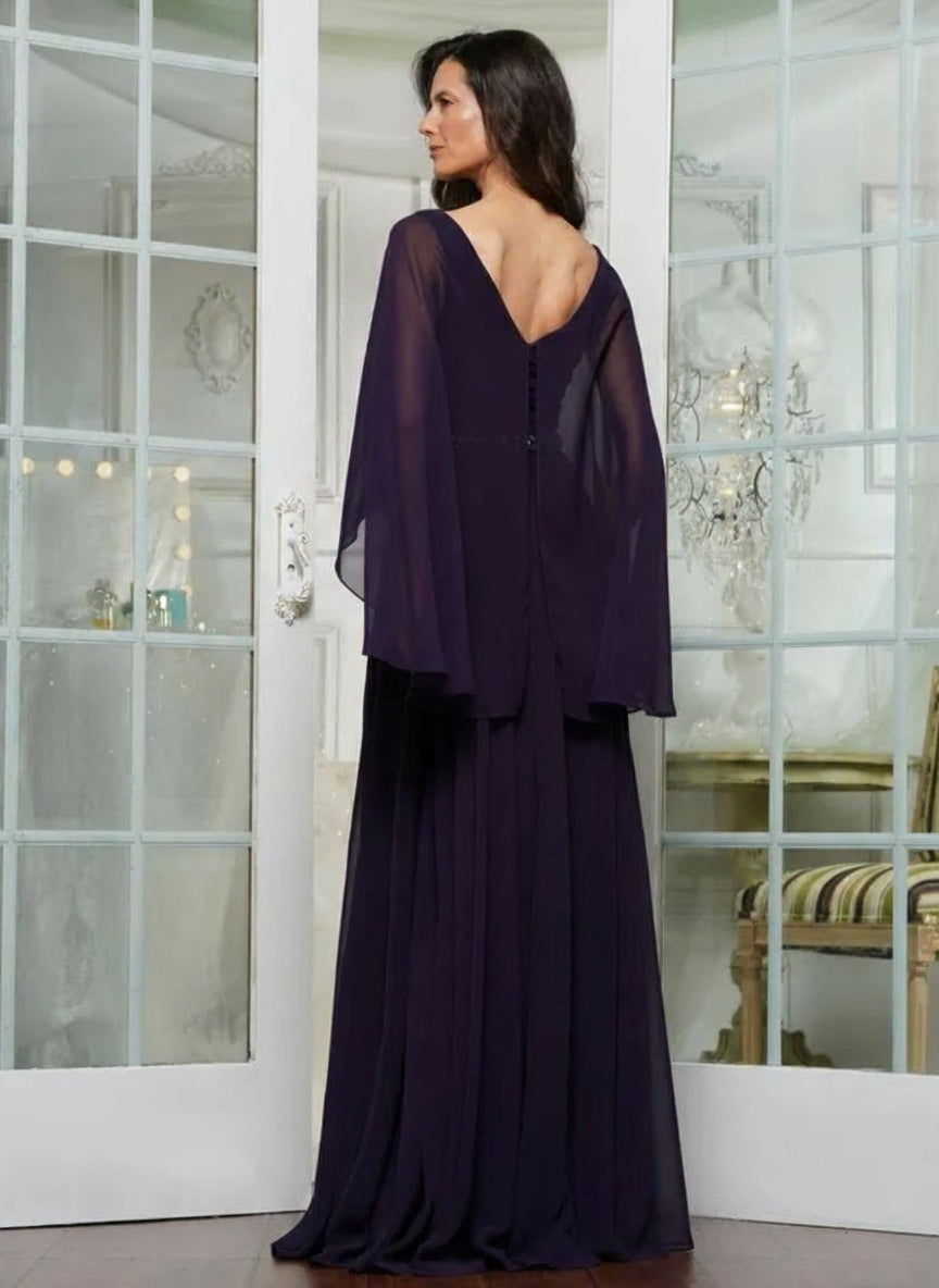 Formal Dresses Beaded Formal Mother of the Bride Dress Aubergine