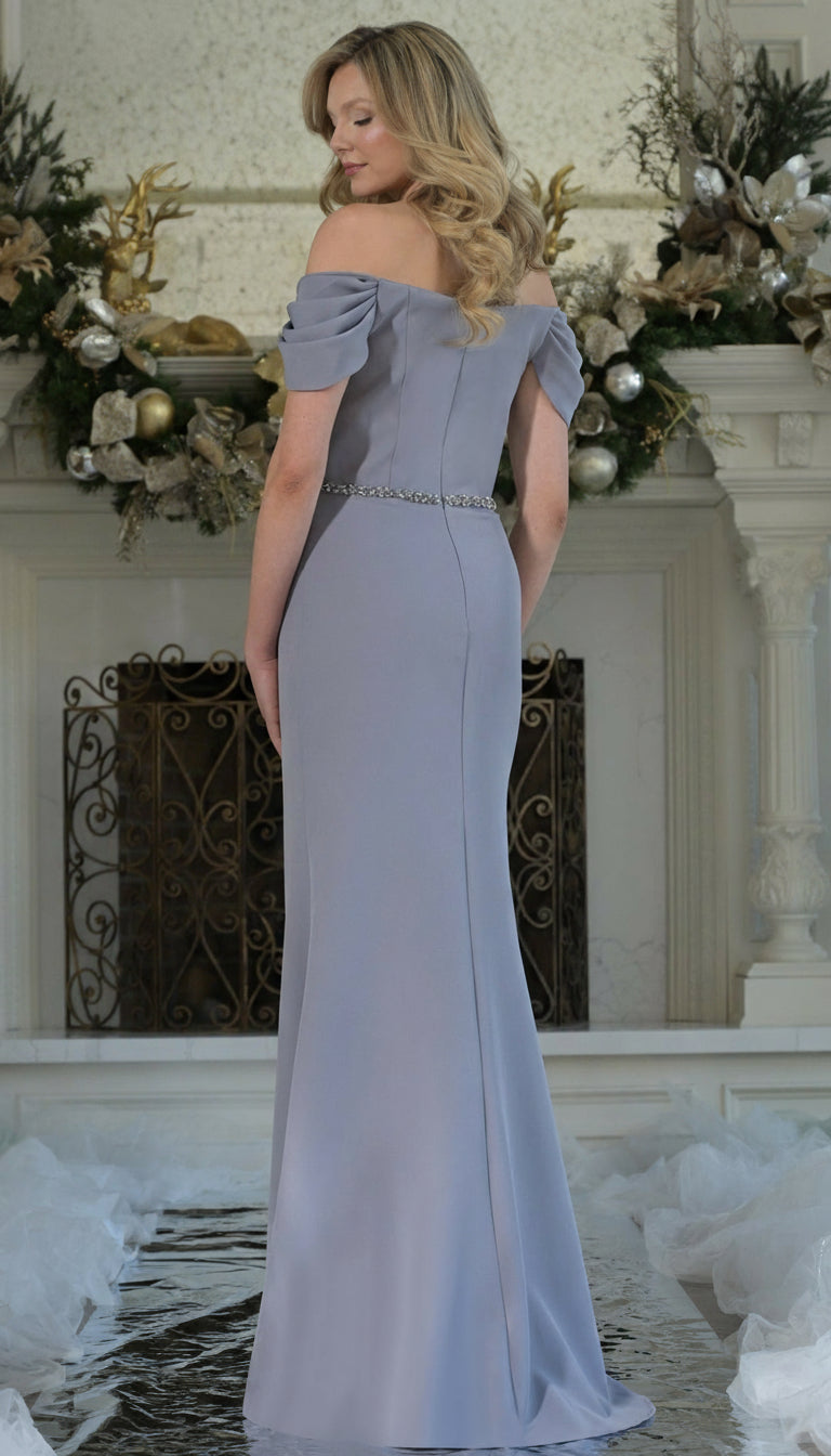 Marsoni MV1352 Fitted Long Formal Beaded Dress Gray
