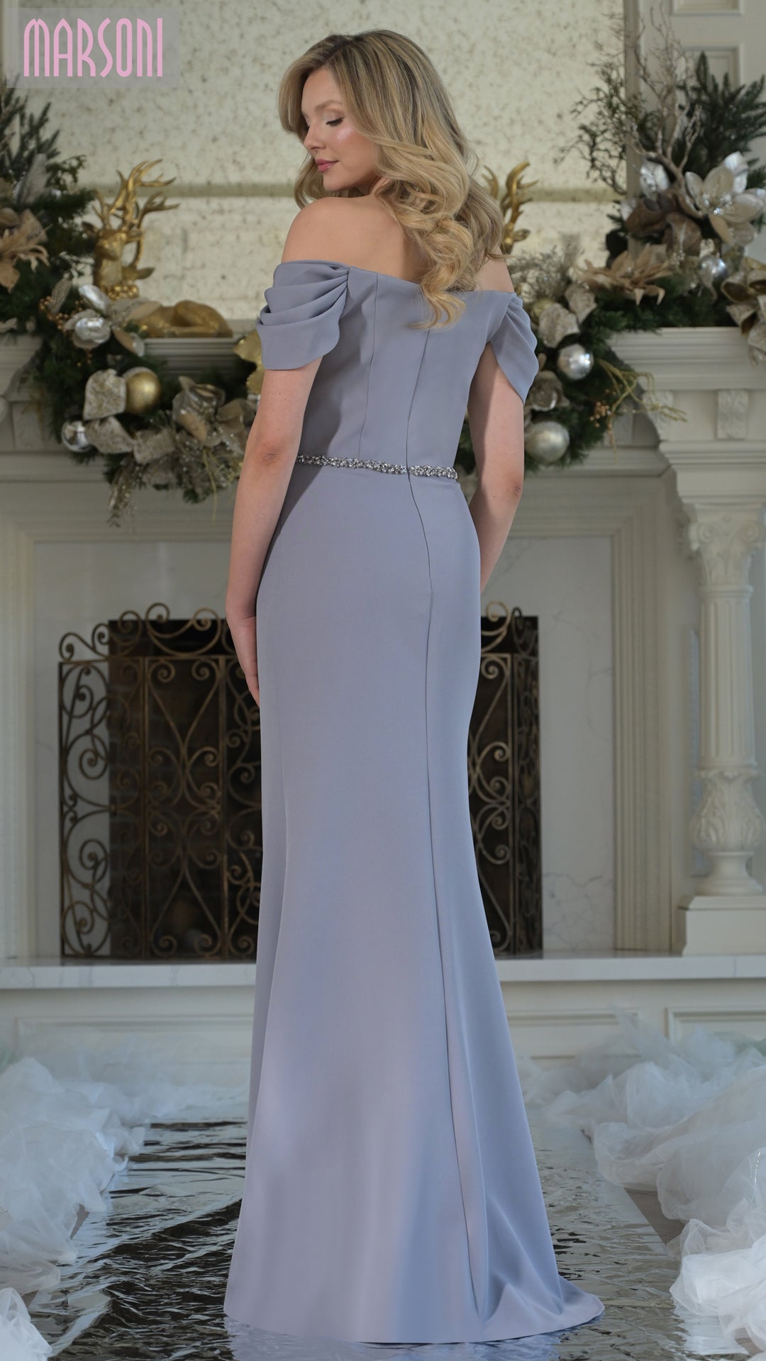 Marsoni MV1352 Fitted Long Formal Beaded Dress