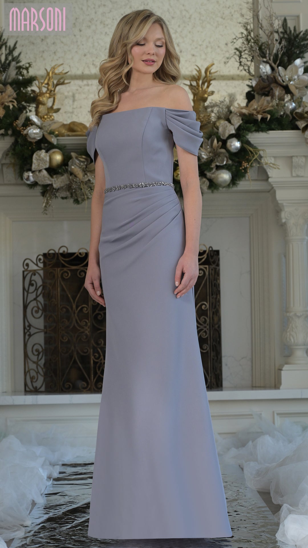 Marsoni MV1352 Fitted Long Formal Beaded Dress