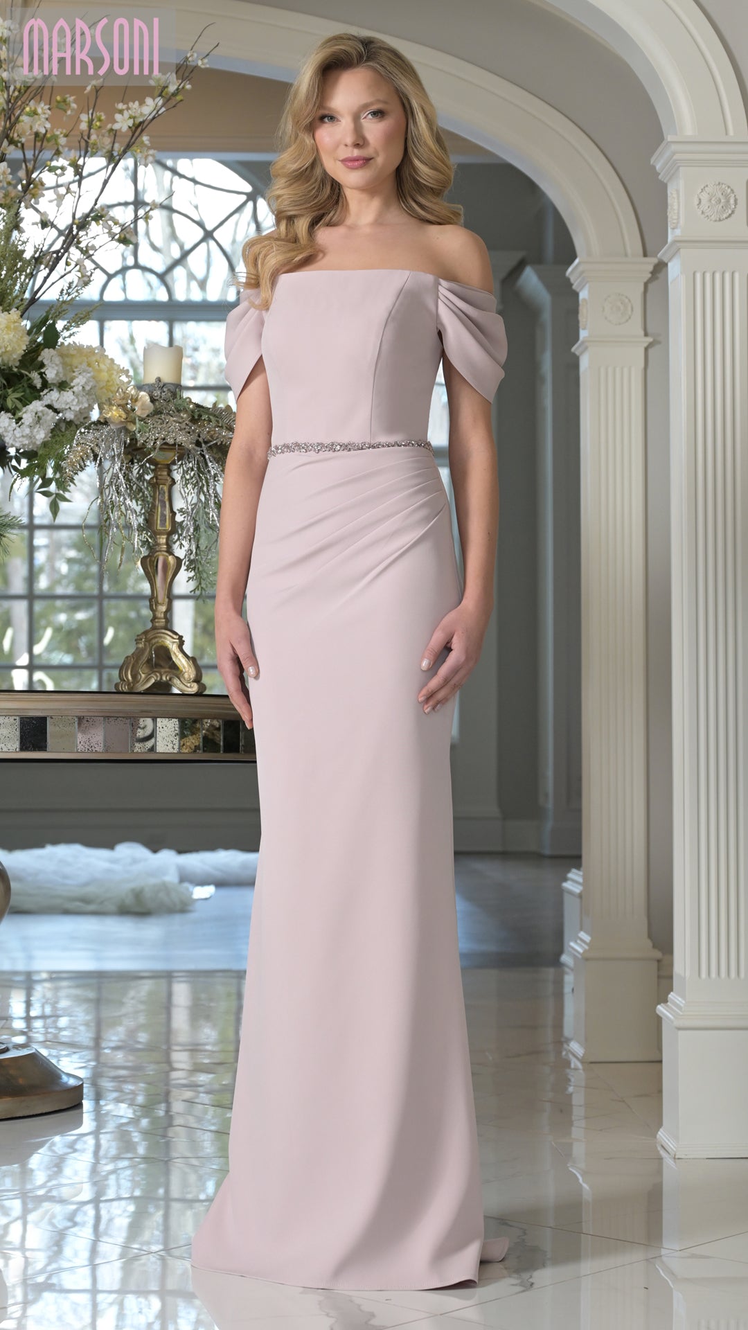 Marsoni MV1352 Fitted Long Formal Beaded Dress