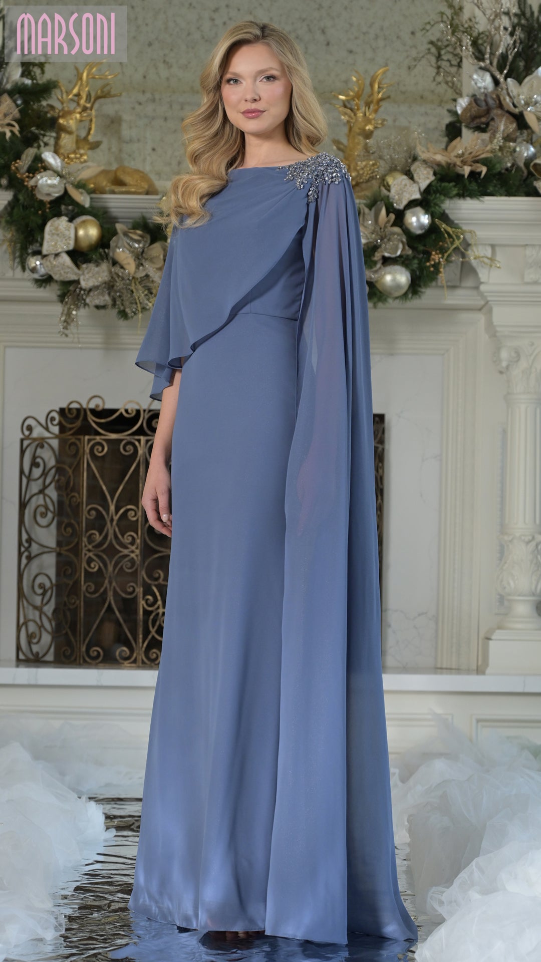 Mother of the Bride Dresses Long Formal Beaded Mother of the Bride  Dress Slate Blue