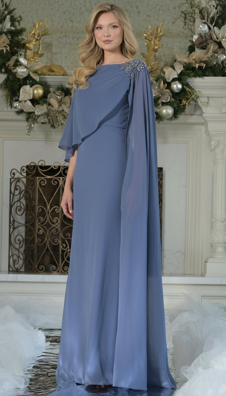 Mother of the Bride Dresses Long Formal Beaded Mother of the Bride  Dress Slate Blue