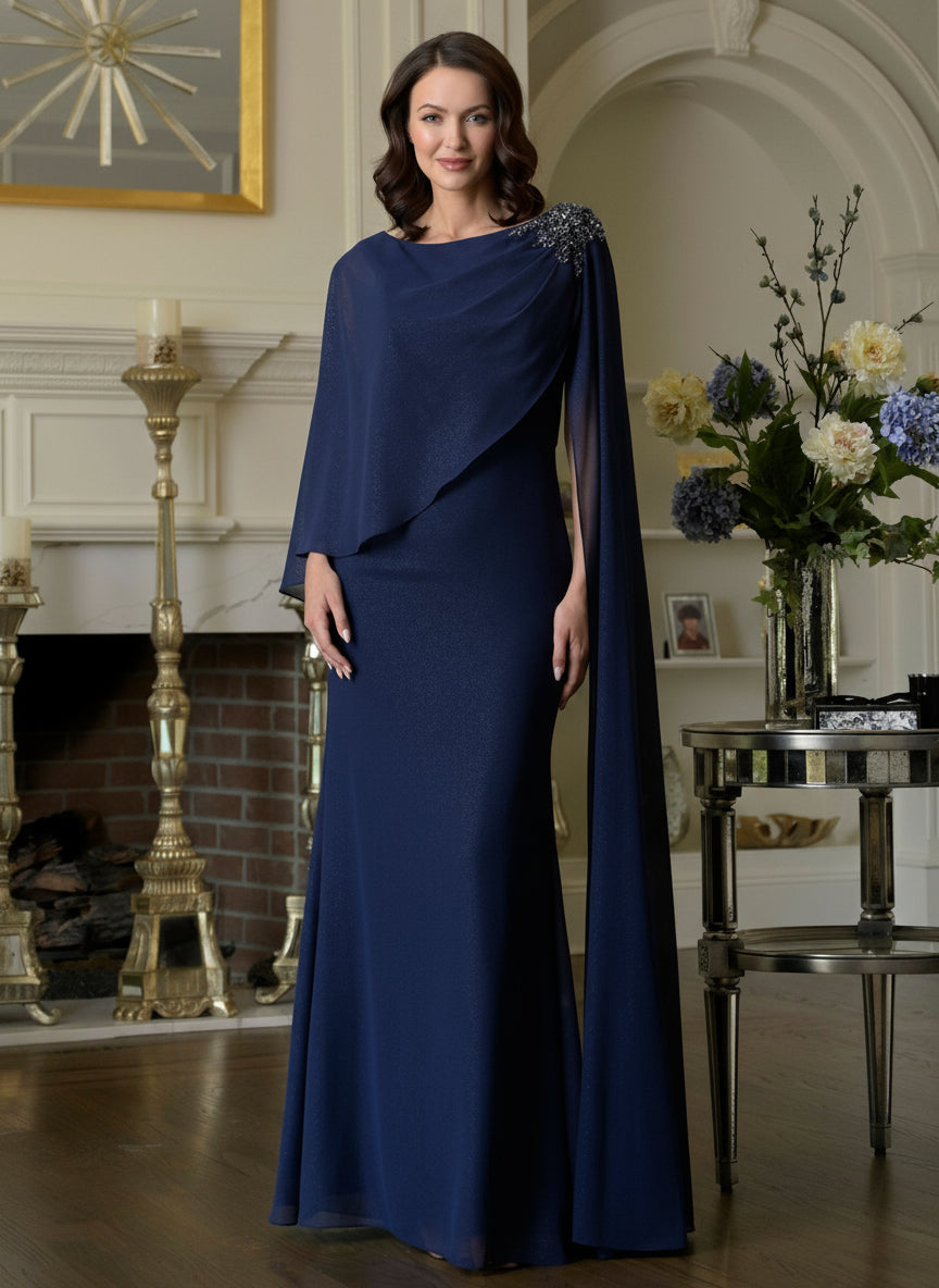 Mother of the Bride Dresses  Long Formal Beaded Mother of the Bride  Dress Navy