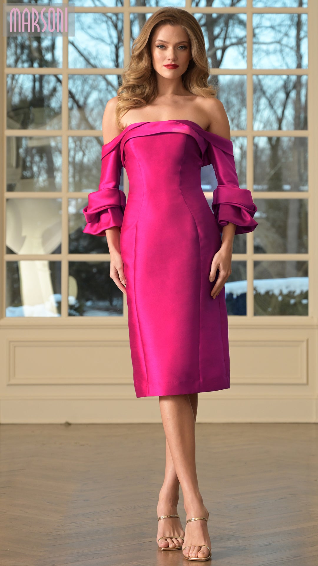 Marsoni MV1370 Short Fitted Knee Length Cocktail Dress