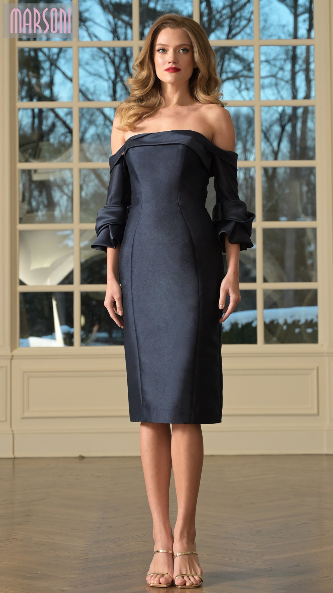Marsoni MV1370 Short Fitted Knee Length Cocktail Dress