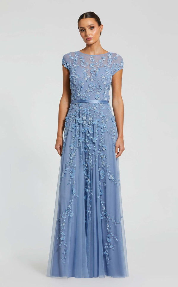 Formal A line Long 3D Floral Mother of the Bride Dress Mac Duggal 9914521P