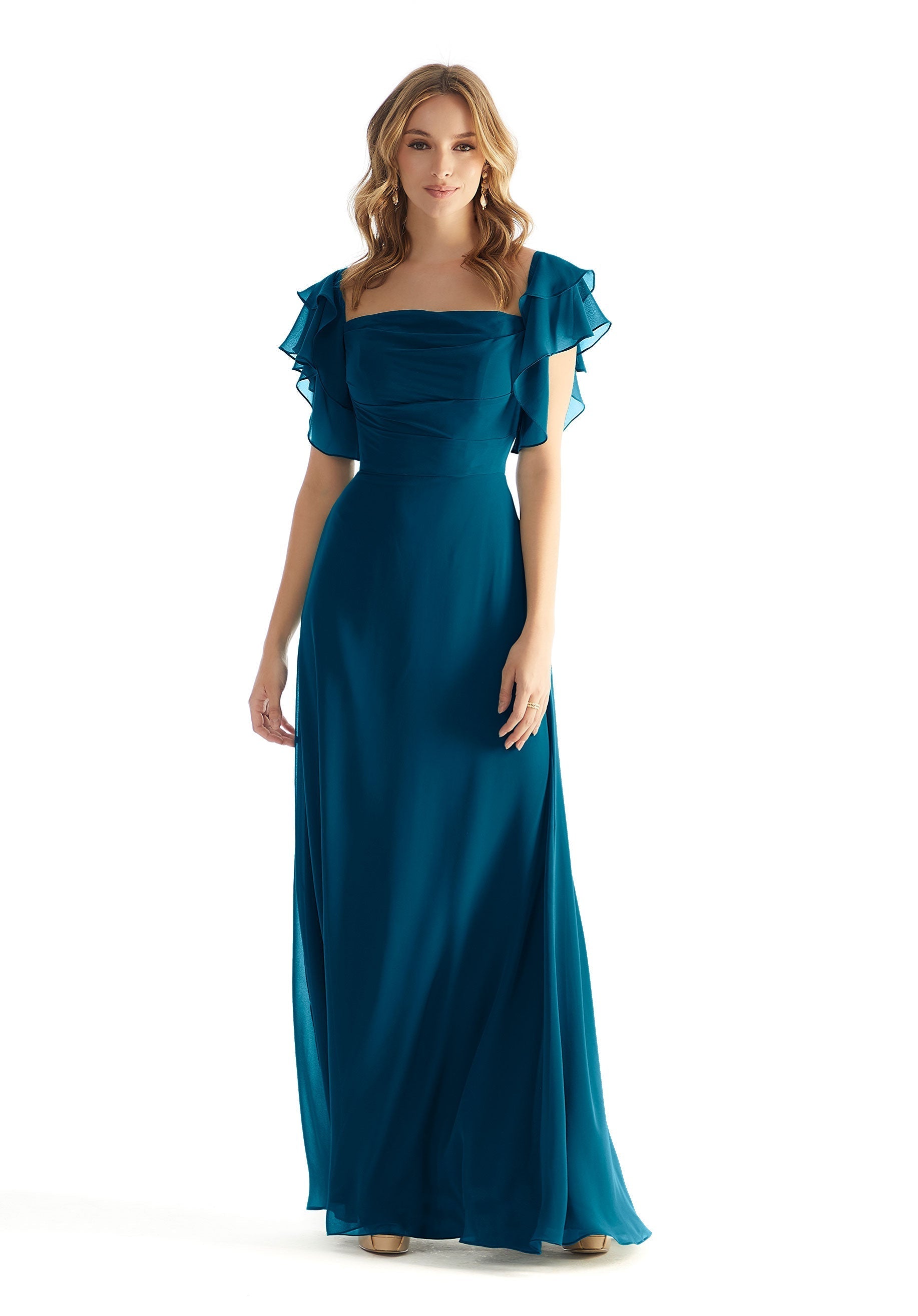 Formal Dresses Formal A Line Ruffle Long Dress Marine-Chiffon-31227-Ruffle