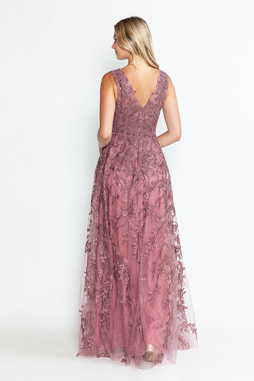 A Line Long Formal Lace Dress Lenovia 8337 - Burgundy / XL A Line Long Formal Lace Dress Lenovia 8337 - Burgundy / XL