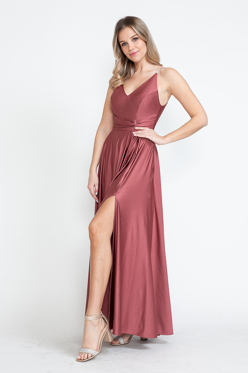 Formal Dresses A Line Formal Slit Long Prom Dress Lenovia 5275 Mauve-Satin-5275-A Line
