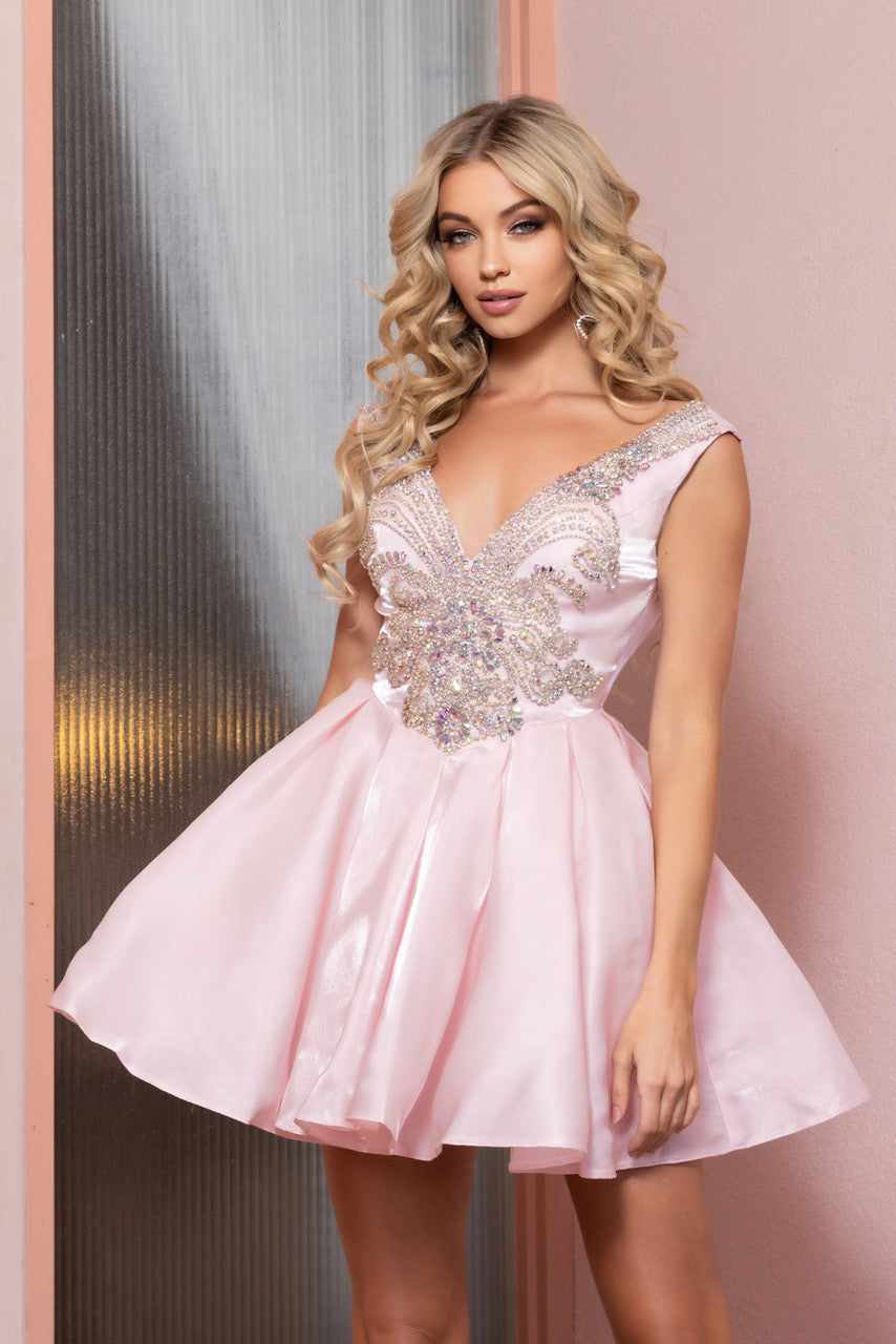 Portia and Scarlett PS25805 Short Beaded Cocktail A Line Dress The Dress Outlet Portia and Scarlett PS25805 Short Beaded Cocktail A Line Dress The Dress Outlet
