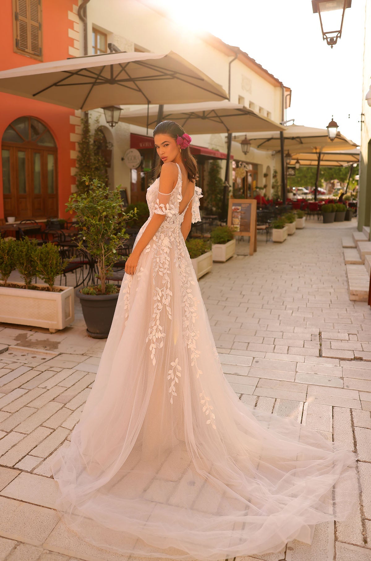 Wedding Dresses Floral Long Wedding A Line Dress Amarra 84435 Ivory/Nude