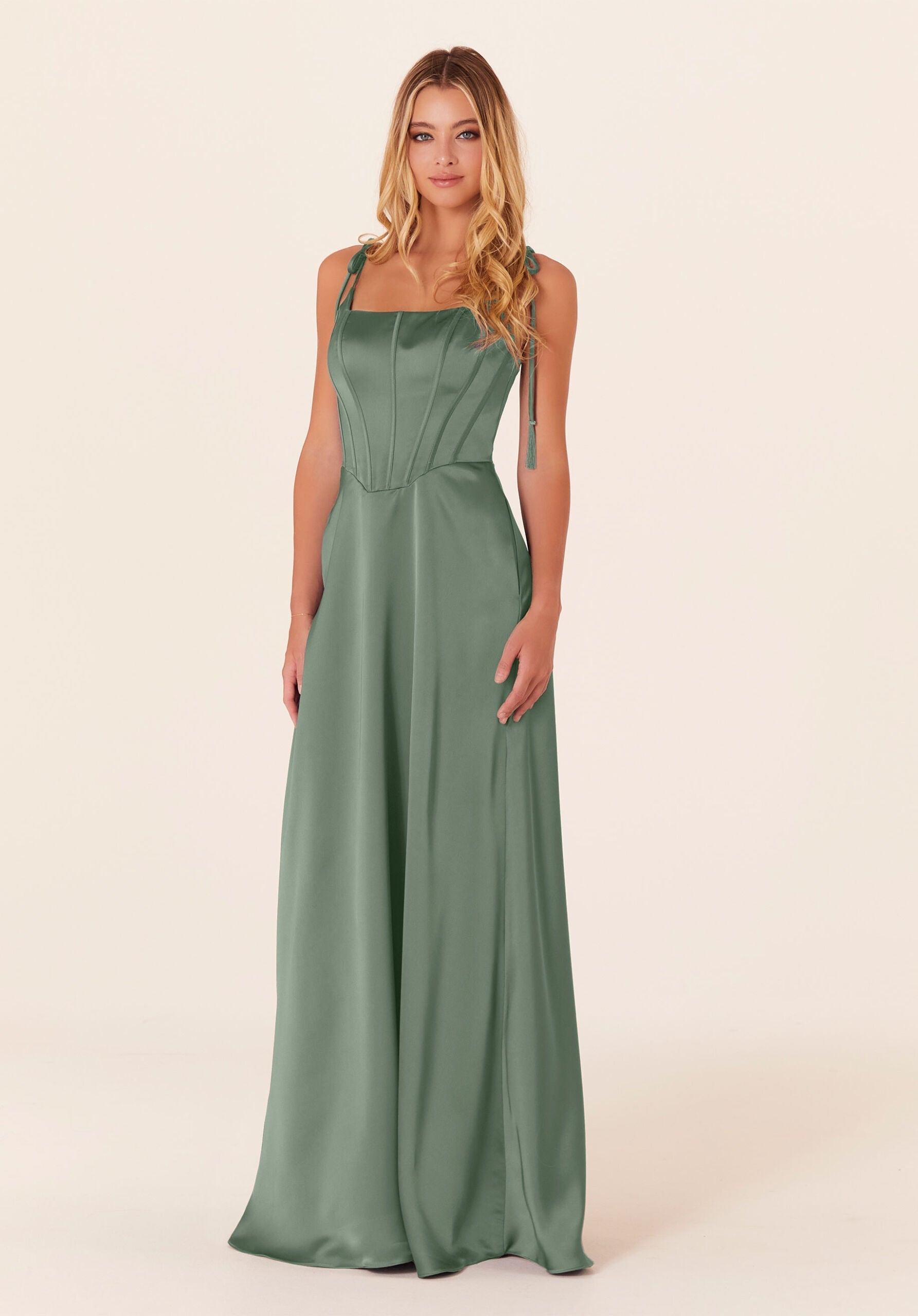 Formal Dresses Long Formal A Line Corset Dress Moss-Satin-21822-Corset