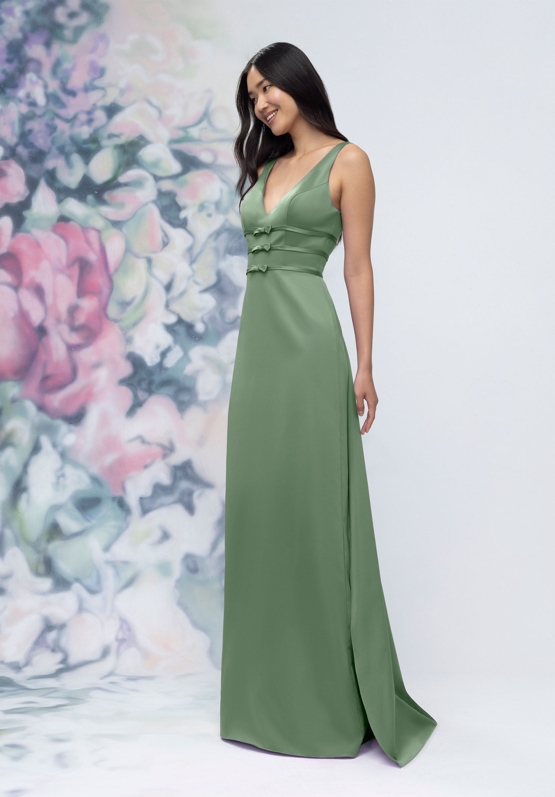 Formal Dresses Formal Slit Long Gown Moss-Satin-3030013-Train