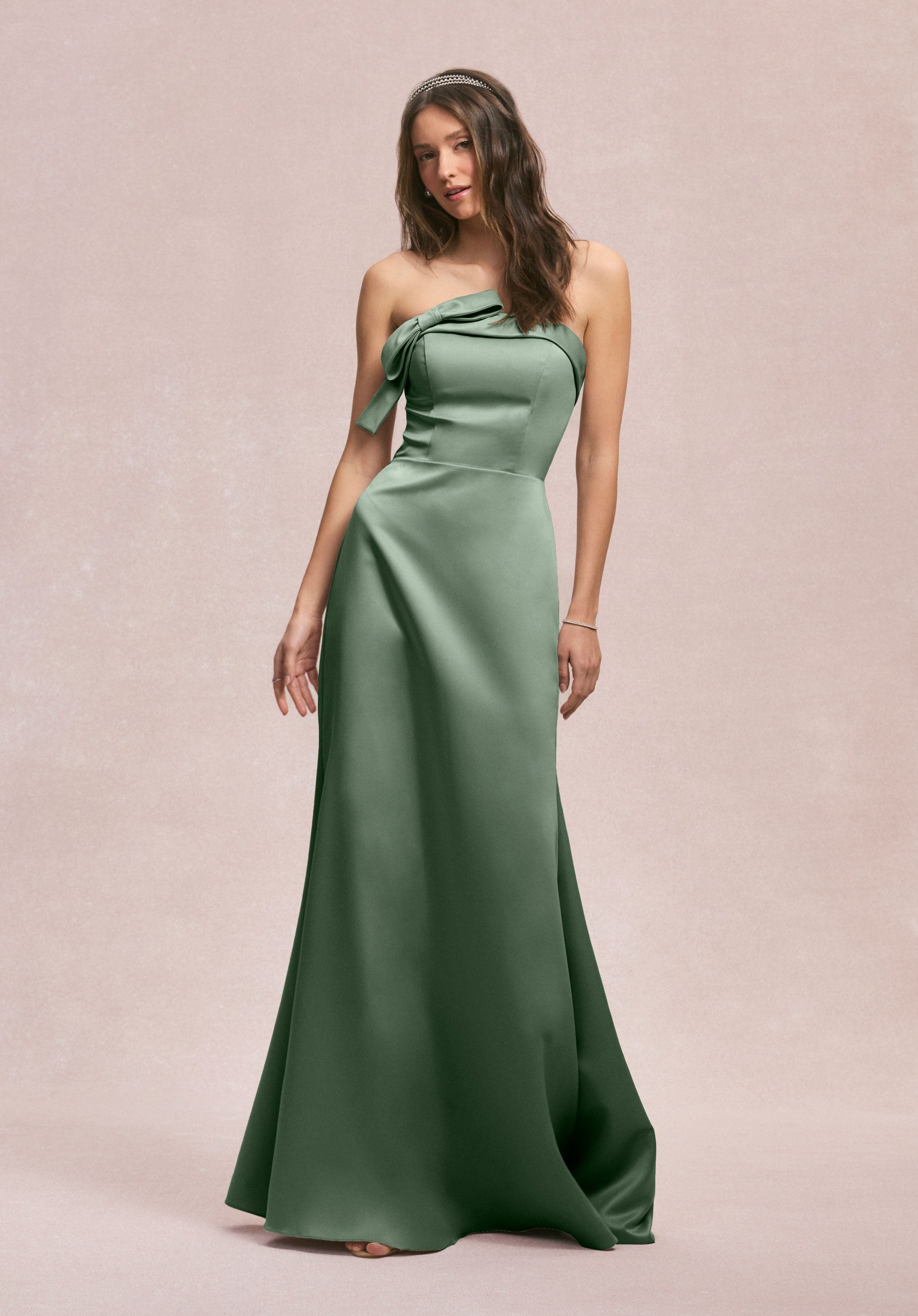 Formal Dresses Fitted Long Formal Evening Dress Moss-Satin-31246-Fitted