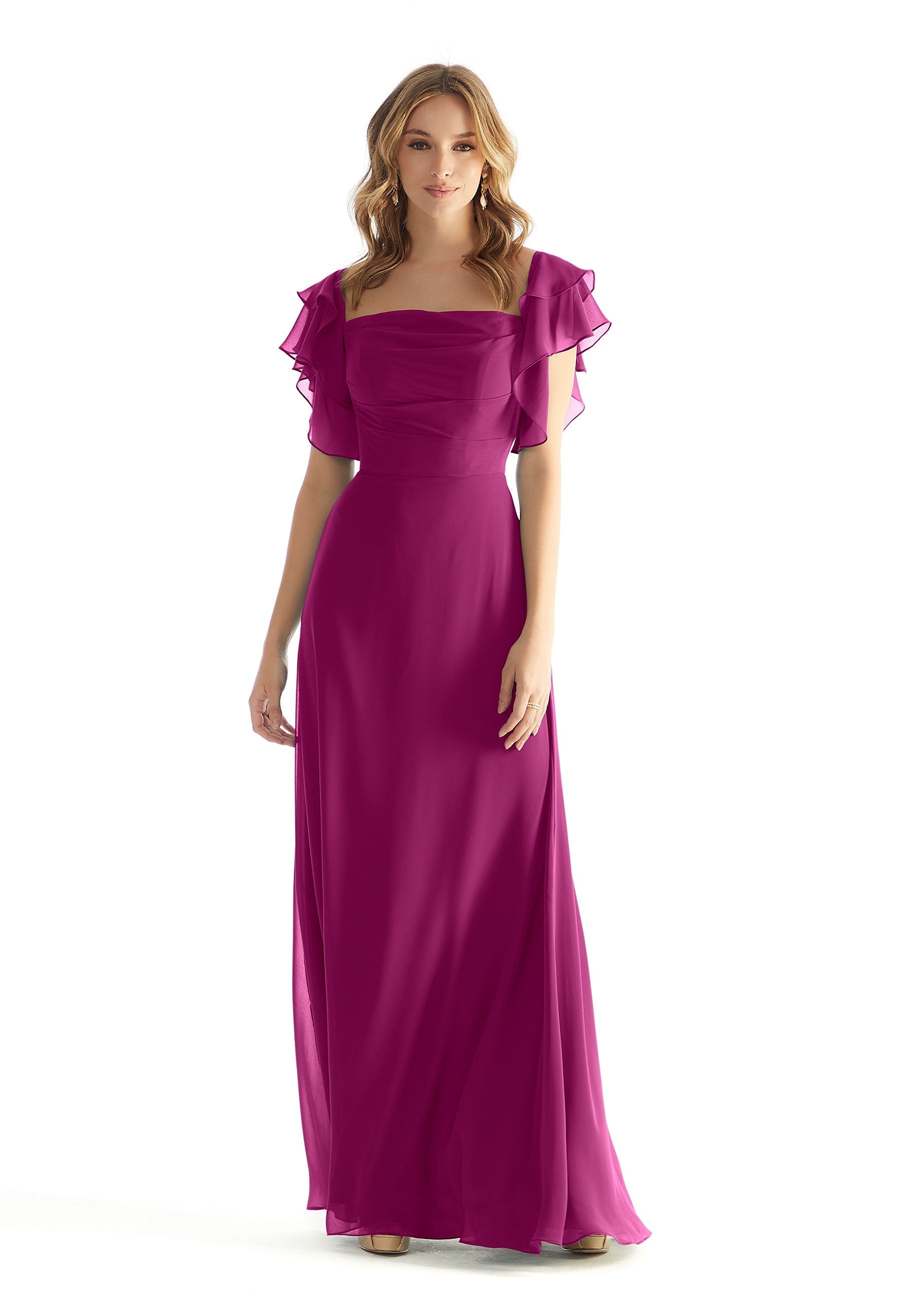 Formal Dresses Formal Ruffle Long Evening Dress Mulberry-Chiffon-31227-Ruffle