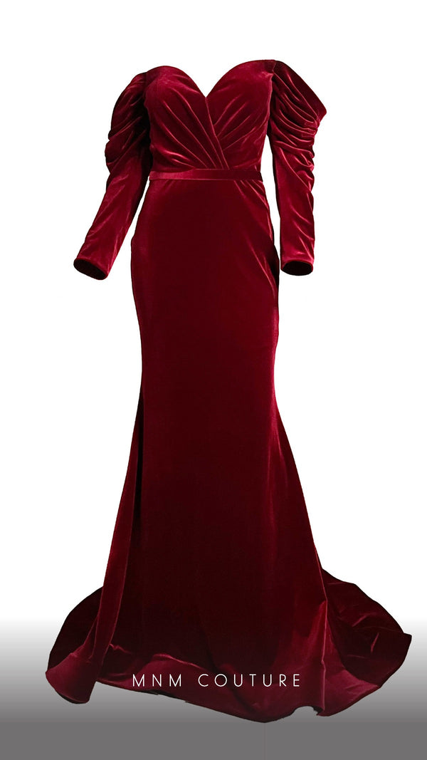 MNM Couture Off-Shoulder Velvet Mermaid Gown N0230A